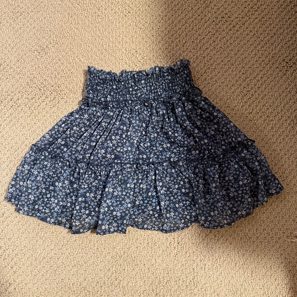 Altar'd State Navy and White Smocked Skirt